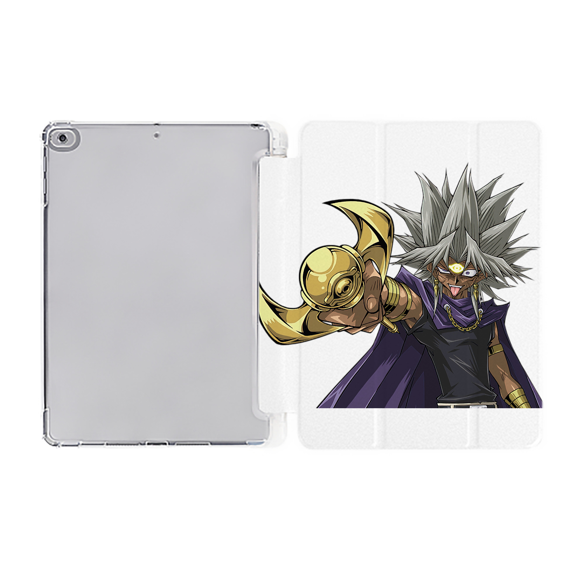 （画像用） 遊☆戯☆王 Yu-Gi-Oh! IPad ケース ペン収納付き 三つ折りスタンド PUレザー×シリコン 対応機種9.5/10.5/10.9インチ